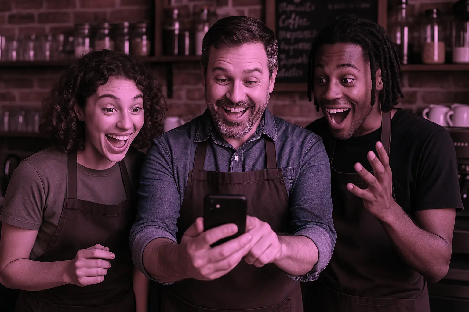 Inspiring, uplifting image of a small business owner looking confident about their business future